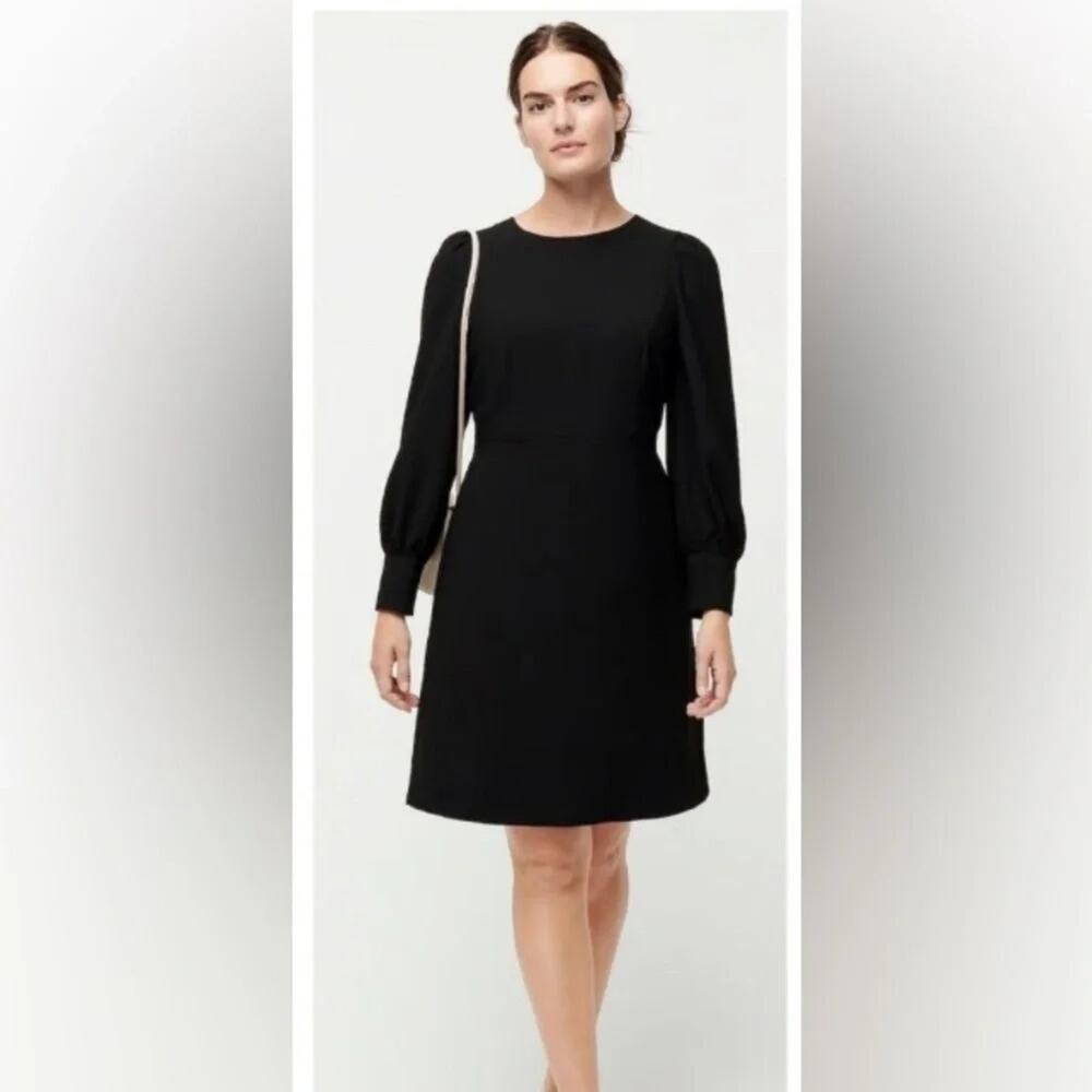 J. Crew Long Sleeve Button Cuffed Black Dress J2205 Size 4 #